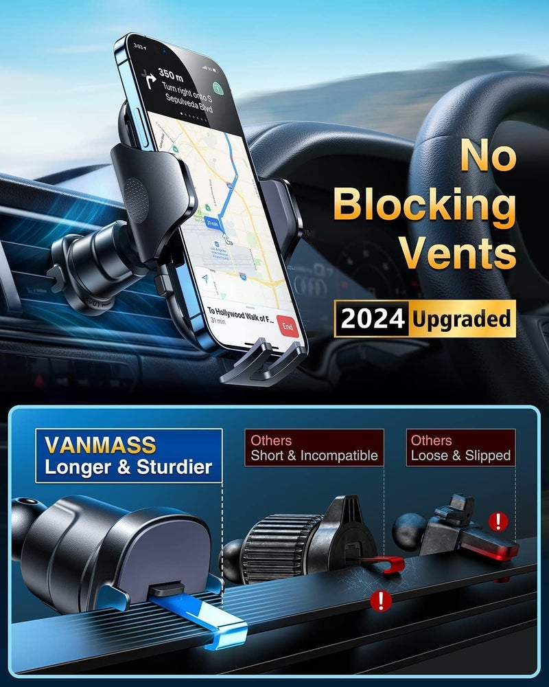VANMASS [True Military-Grade] Car Phone Holder [Best Suction & Clip] Cell Phone Mount for Dashboard Windshield Vent Truck Cradle Dash Stand for iPhone 15 Pro Max 14 13 12 Android, White - Image 5